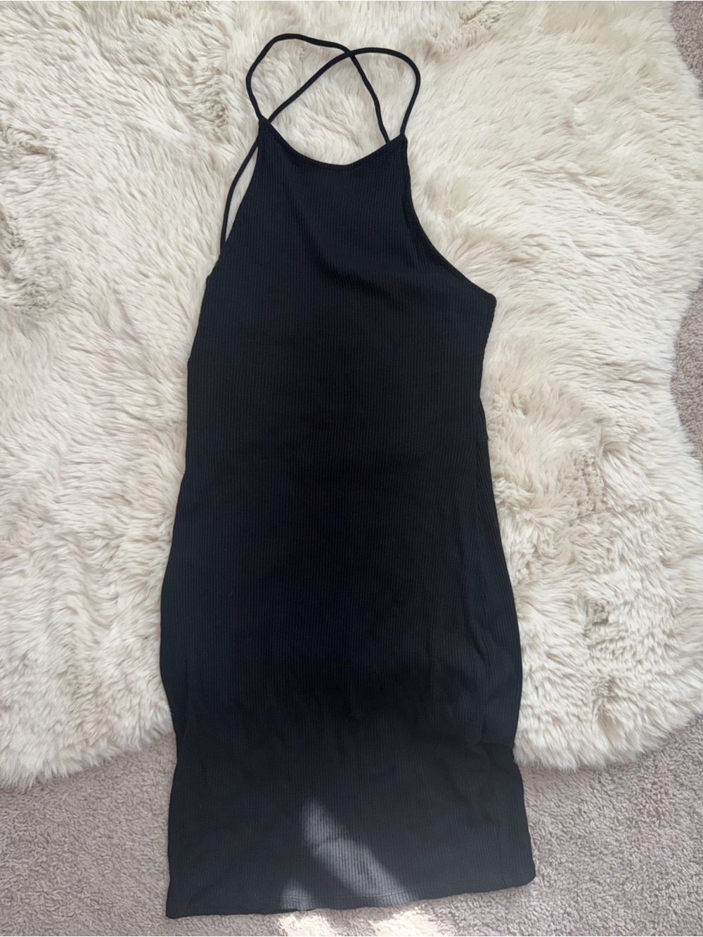 H&M Black Ribbed Strappy Mini Dress